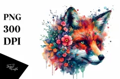 Abstract Watercolor Vibrant Fox | Sublimation | PNG Clipart Product Image 3