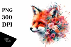 Abstract Watercolor Vibrant Fox | Sublimation | PNG Clipart Product Image 1
