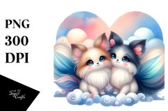 Papillon with Heart in Watercolor PNG Product Image 1