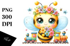 Cute Baby Bee Cuddling, PNG Product Image 1