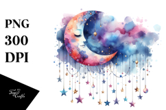 Vibrant Half Moon with Stars PNG Product Image 1
