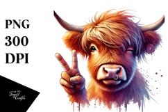 Colorful Highland Calf winking Product Image 1