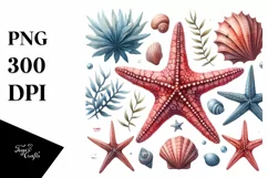 Watercolor Sea Star | Sublimation | Clipart Product Image 3