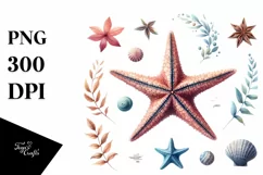 Watercolor Sea Star | Sublimation | Clipart Product Image 3