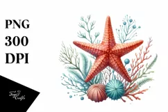 Watercolor Sea Star | Sublimation | Clipart Product Image 1