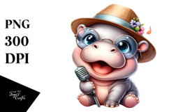 Energic Baby Hippo with Hat and Sunglasses PNG Product Image 1