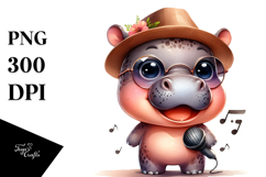 Energic Baby Hippo with Hat and Sunglasses PNG Product Image 1