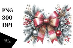 Simple Christmas Bow Glittery PNG Product Image 1