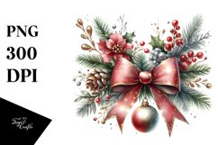 Simple Christmas Bow Glittery PNG Product Image 1