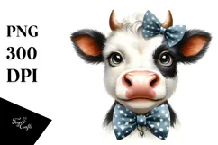 Graceful Cow with Bow and Tie, Transparent PNG Product Image 1