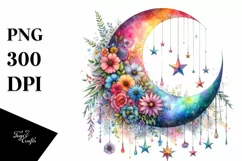 Vibrant Half Moon with Stars PNG Product Image 1
