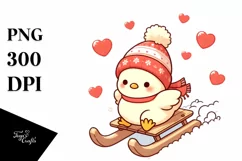 Winter Cute Baby Chicken PNG Product Image 1