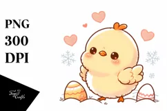 Winter Cute Baby Chicken PNG Product Image 1