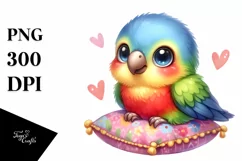 Colorful Small Baby Parrot With Pillow | Sublimation | Product Image 3