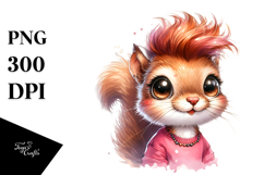 Energetic Baby Squirrel Watercolor, PNG Product Image 1