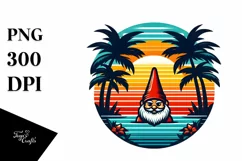 Retro Tropical Gnome Sunset | Sublimation | PNG Clipart Product Image 1