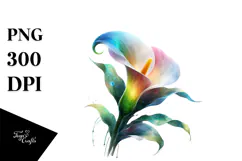 Calla Lily with Watercolor Splash PNG Product Image 1
