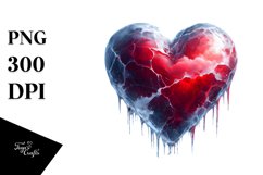 Red Ice Heart Digital Painting PNG Product Image 1