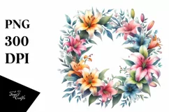 Colorful Wreath Small Lily | Sublimation Clipart Product Image 3