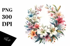 Colorful Wreath Small Lily | Sublimation Clipart Product Image 1