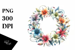 Colorful Wreath Small Lily | Sublimation Clipart Product Image 3