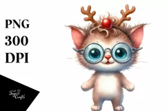 Kitten with Reindeer Horns, Fun PNG Product Image 1