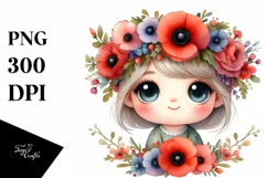 Cute Smiling Eyes Flower Wreath | Sublimation | Clipart Product Image 3