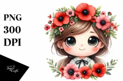 Cute Smiling Eyes Flower Wreath | Sublimation | Clipart Product Image 1