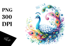 Wimsical Peacock on White Background Product Image 1