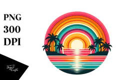 Retro Tropical Rainbow Sunset PNG Product Image 1