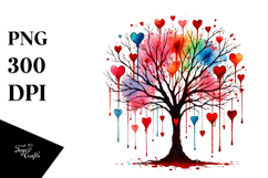 Simple Tree with Hanging Hearts PNG Product Image 1