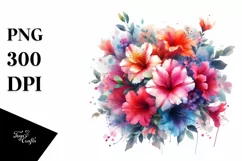 Colorful Azalea Bouquet Splash | Sublimation Clipart Product Image 1