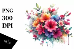 Colorful Azalea Bouquet Splash | Sublimation Clipart Product Image 3