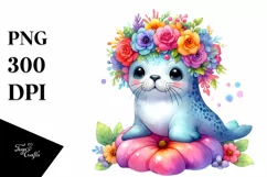 Colorful Chicken with Flower Crown | Watercolor Product Image 1