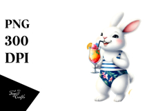 Watercolor Bunny in Beachwear PNG Product Image 1