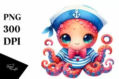 Colorful Baby Octopus Sailor Suit Clipart Product Image 1