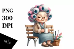 Colorful Old Lady Hair Curlers | Clipart Product Image 3