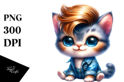 Watercolor Vibrant Cat Sitting PNG Product Image 1