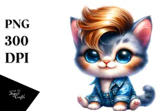 Watercolor Vibrant Cat Sitting PNG Product Image 1