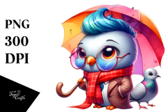 Watercolor Vibrant Dove Sitting PNG Product Image 1