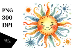 Simple Smiling Sun at Sunset, Transparent PNG Product Image 1