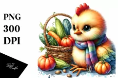 Baby Chicken with Autumn Vegetables | Sublimation | Clipart Product Image 3