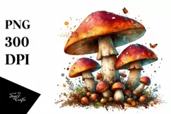Detailed Mushroom Watercolor PNG Product Image 1