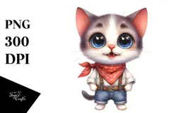 Expressive Baby Cat Bandana Clipart Product Image 1