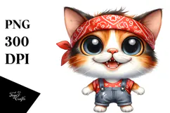 Expressive Baby Cat Bandana Clipart Product Image 1