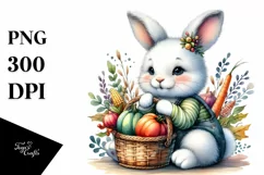 Baby Bunny with Autumn Vegetables | Sublimation | Clipart Product Image 1
