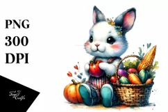 Quirky Baby Bunny Holding Basket | Sublimation | Clipart Product Image 1