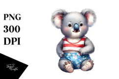 Digital Watercolor with Baby Koala in Beachwear Product Image 1
