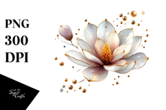 Magnolia with Golden Insertions, High-Res PNG Product Image 1
