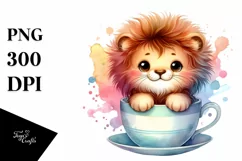 Colorful Smiling Lion Tea Cup Splash Clipart Product Image 3